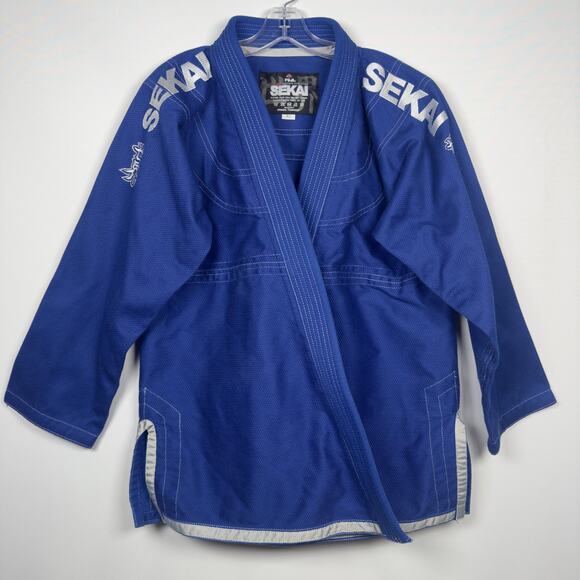 Men's Fuji Sekai 2.0 BJJ World Brazillian Jiu-Jitsu Gi Kimono Jacket Blue Sz A2 - Picture 1 of 8